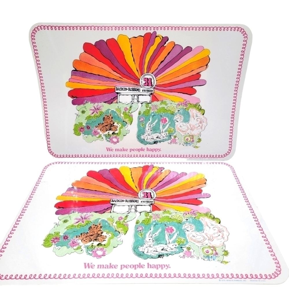 Baskin-robbins 31 FLAVORS, ICE CREAM TABLE PLACE MATS, SET OF 2